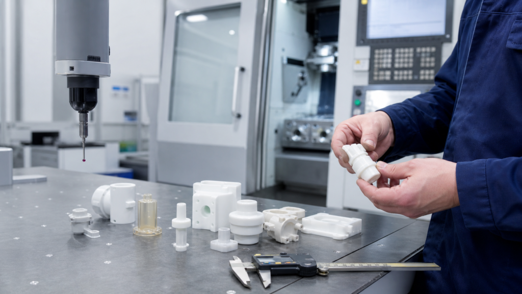 Servicio de inspección del mecanizado CNC de plásticos para uso médico, destinado a componentes plásticos de precisión