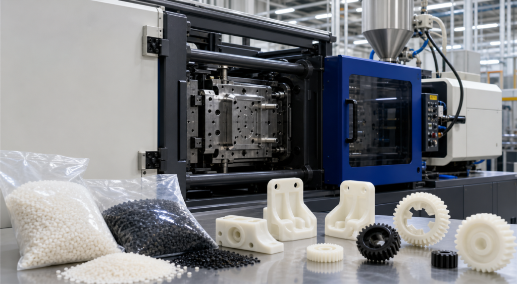 Máquina de moldeo por inyección de nailon para la fabricación de piezas de plástico a medida de PA6 y PA66